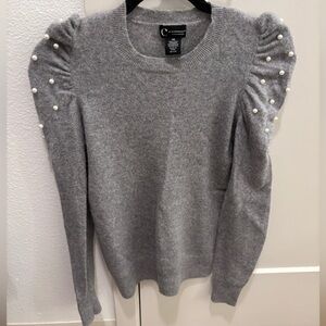 100% Cashmere Sweater with Pearl Accents